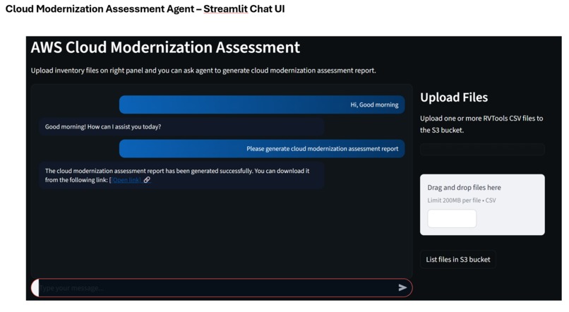 AWS Cloud Modernization Assessment Agent – screenshot 2