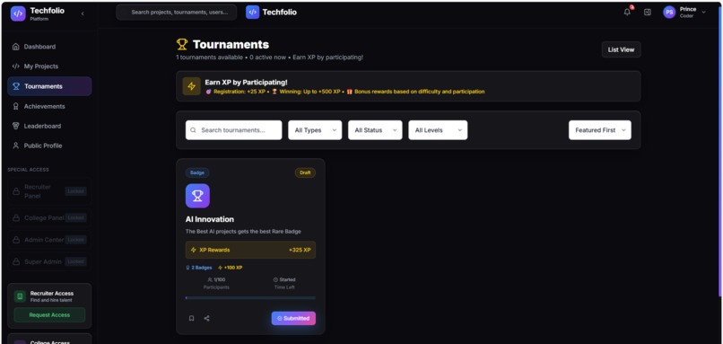 TechFolio — Build. Compete. Get Hired. – screenshot 1