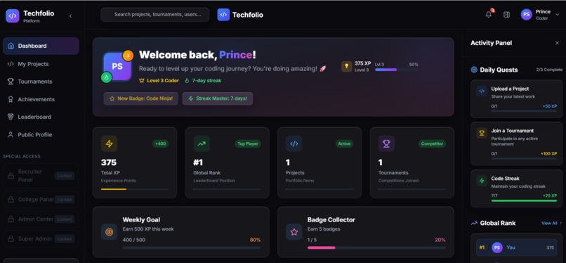 TechFolio — Build. Compete. Get Hired. – screenshot 2