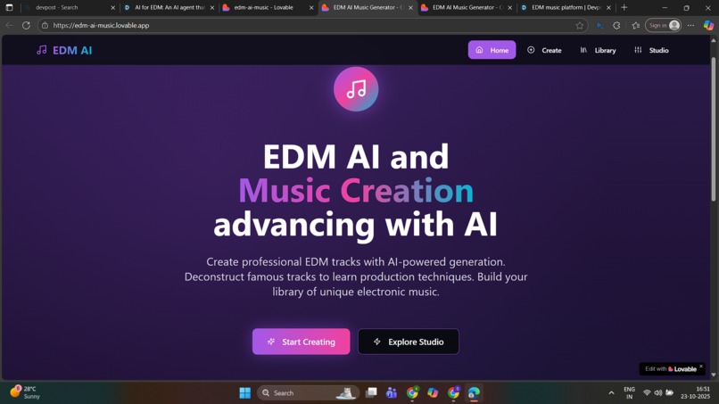 EDM music platform – screenshot 1