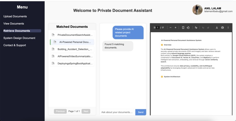 AI-Powered Personal Document Assistance System – screenshot 1