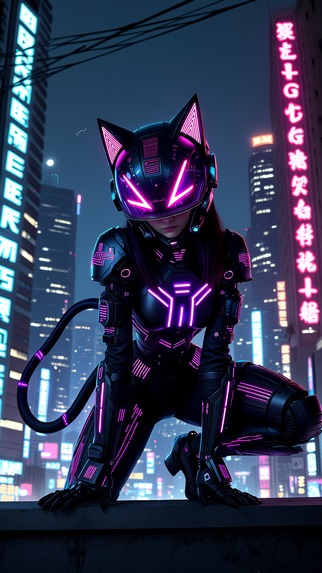 Cyberpunk Cat Woman On The Prowl  – screenshot 1