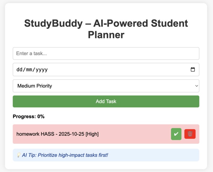 StudyBuddy – AI-Powered Student Planner – screenshot 1