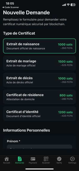 DioteKo-Certificats Administratifs Sécurisés BTC-Lightning – screenshot 3