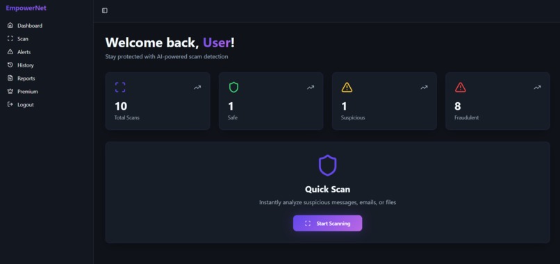 EmpowerNet – AI Scam Detection Platform – screenshot 1