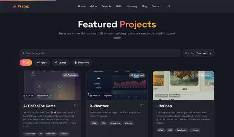Pratap's Portfolio – screenshot 4