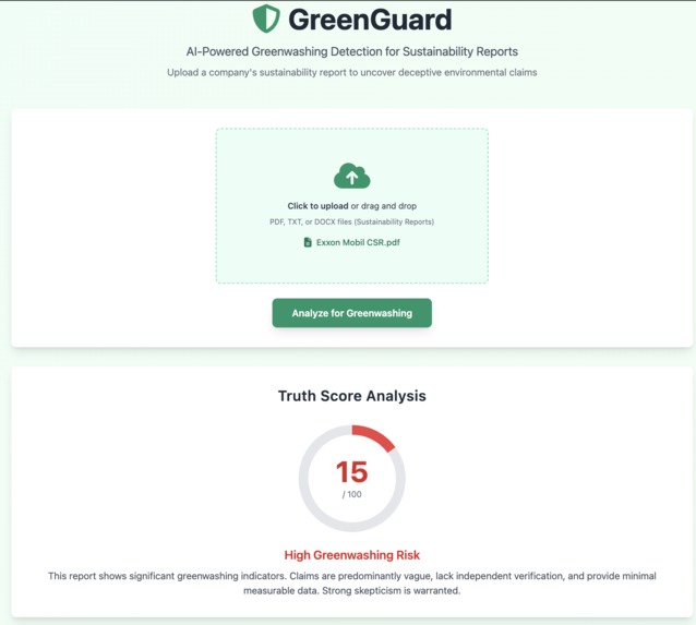 GreenGuard: AI-Powered Corporate Greenwashing Detector – screenshot 1