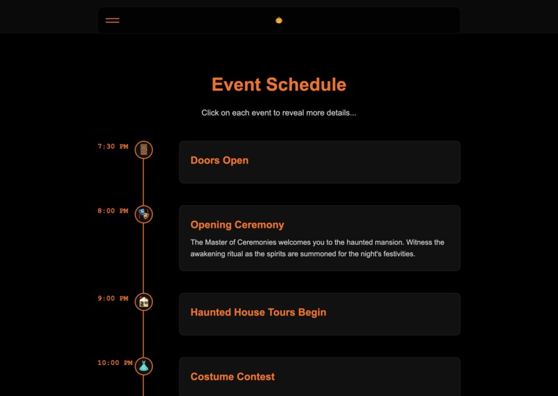 Halloween Event Website – screenshot 2