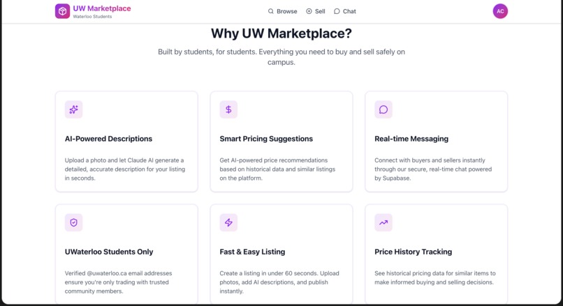 UW Marketplace – screenshot 1