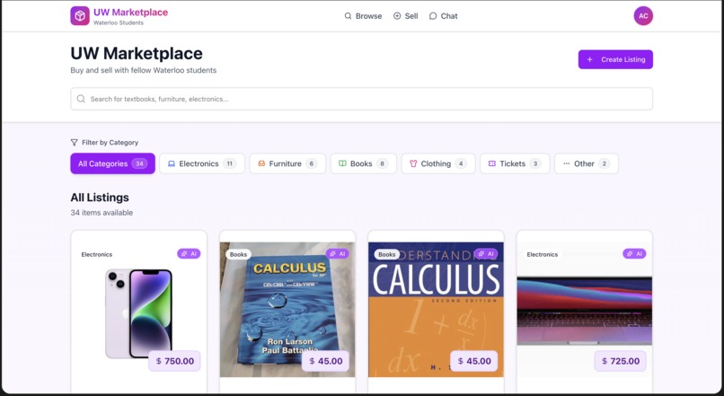 UW Marketplace – screenshot 2