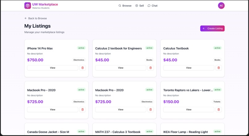 UW Marketplace – screenshot 3