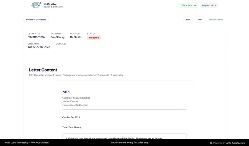 NHScribe – screenshot 2