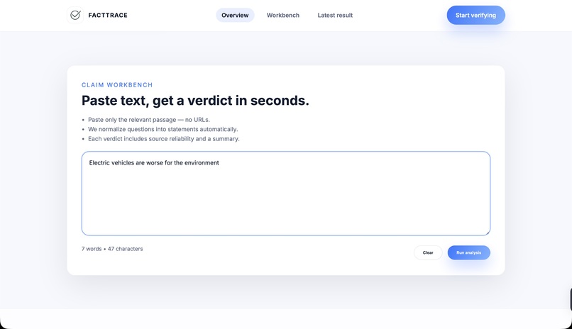 FactTrace - Because truth deserves speed – screenshot 2