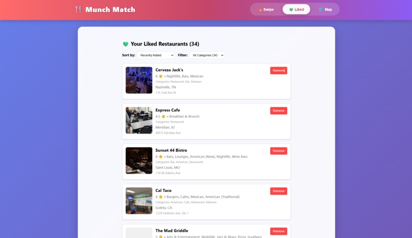 Munch Match - Stateful-AI-Based Tinder for Restaurants – screenshot 3