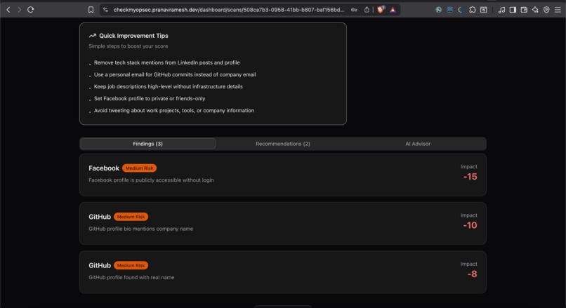 checkmyopsec – screenshot 4