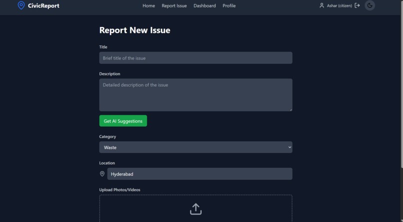 Civic Issue Reporting System – screenshot 2