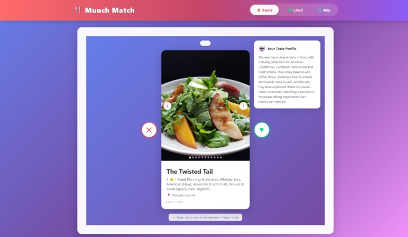 Munch Match - Stateful-AI-Based Tinder for Restaurants – screenshot 2