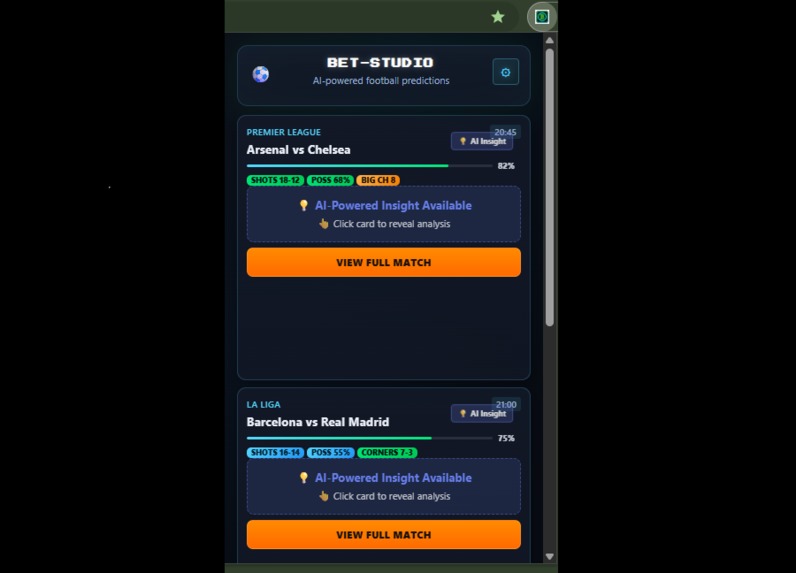 Bet-Studio AI Match Insights – screenshot 1