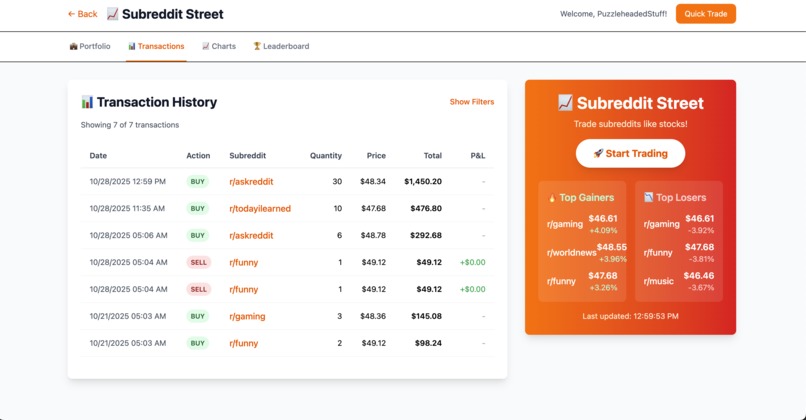 SnooStreetBets -  The Subreddit Exchange – screenshot 3