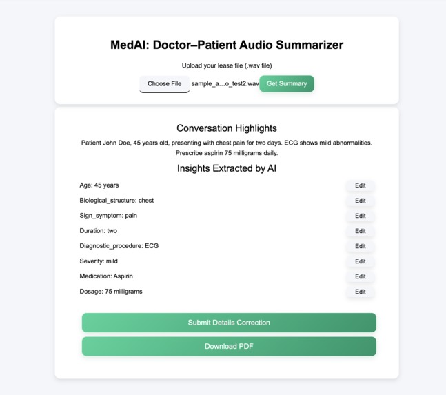 AI assisted doctor–patient audio summarizer – screenshot 1