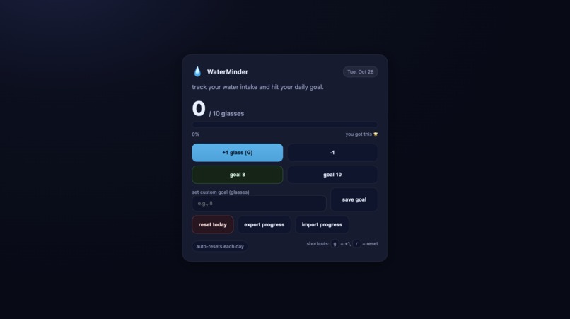 WaterMinder Web – screenshot 2