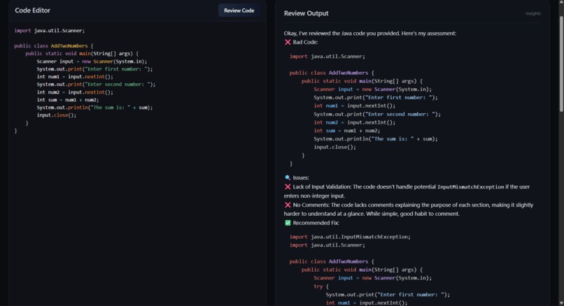 AI-Powered Code Reviewer & Bug Finder – screenshot 4