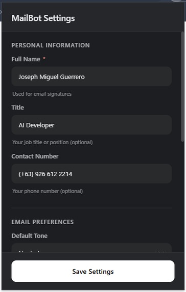 MailBot – screenshot 2