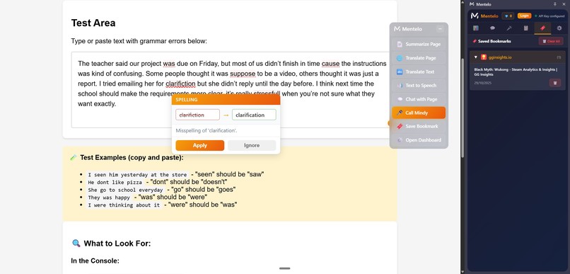 Mentelo - An Interactive Chrome Extension You Can Talk To – screenshot 2