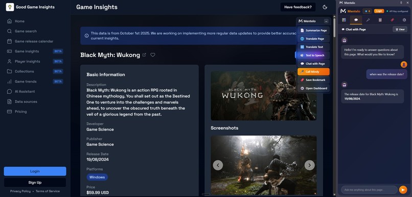 Mentelo - An Interactive Chrome Extension You Can Talk To – screenshot 5