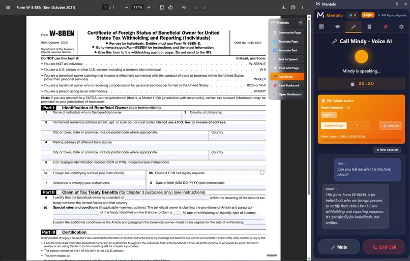 Mentelo - An Interactive Chrome Extension You Can Talk To – screenshot 1