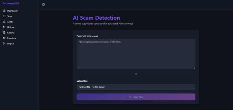 EmpowerNet – AI Scam Detection Platform – screenshot 1