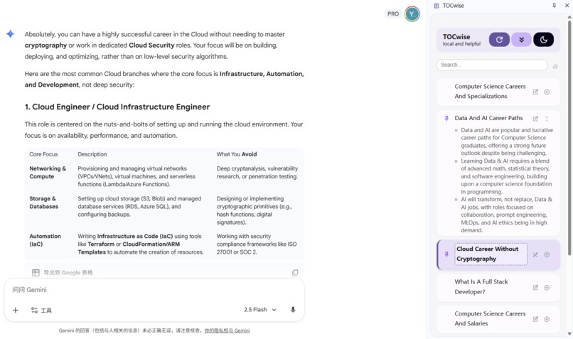 TOCwise – screenshot 2