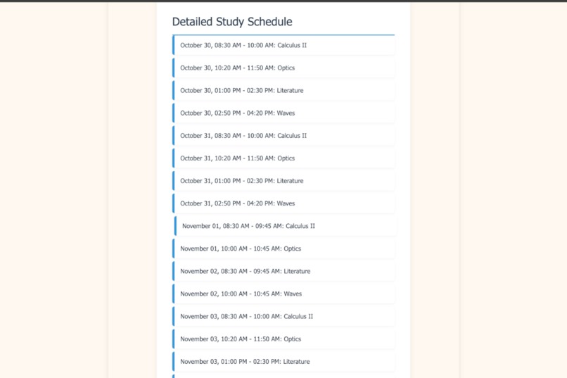 AI Enchanced Study Plan Generator – screenshot 3