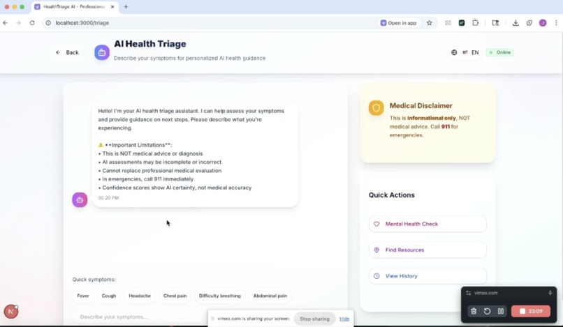 HealthTriage AI – screenshot 1