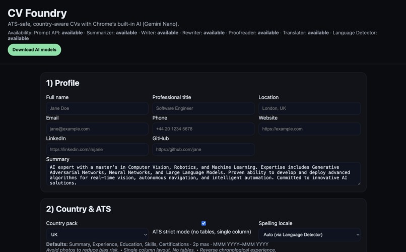 CV Foundry – screenshot 1