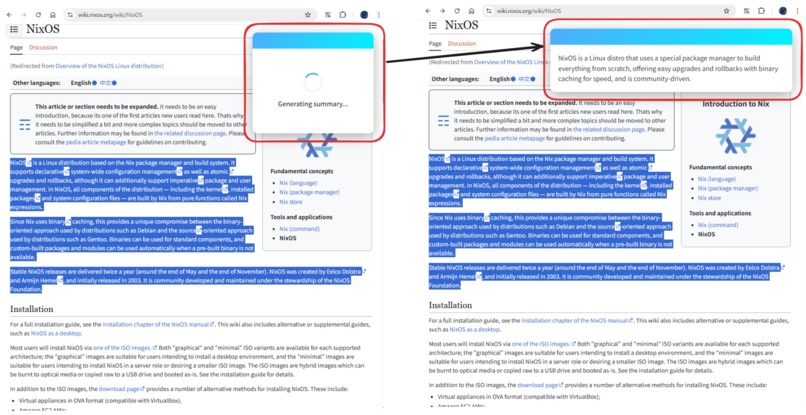 Drag to summarize – screenshot 1