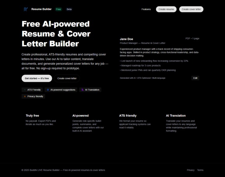Buddhi LIVE Resume Builder – screenshot 3