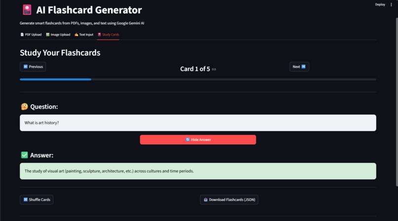 DYNAMIC STUDY FLASHCARDS – screenshot 1