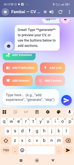 Fambai CV – screenshot 2