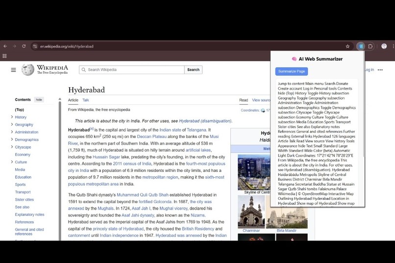 AI Web Summarizer extension  – screenshot 2