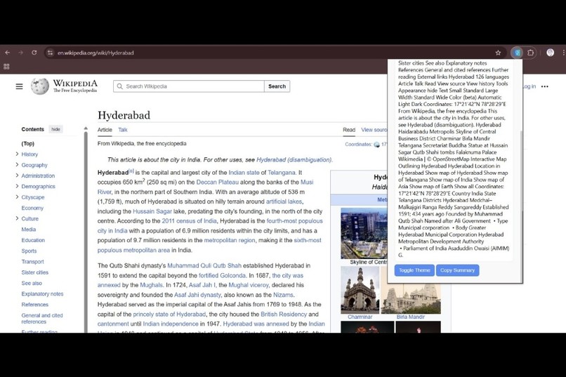AI Web Summarizer extension  – screenshot 1