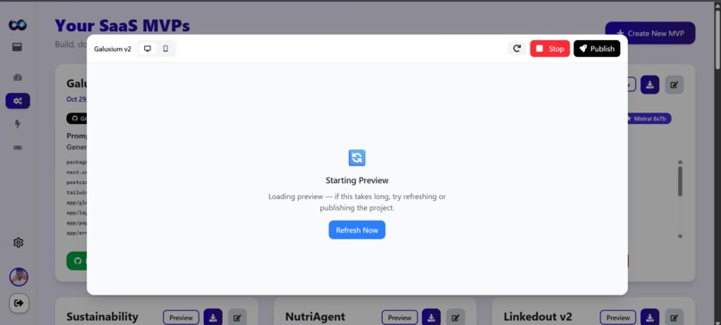 Galuxium — The AI That Builds Startups Autonomously – screenshot 15