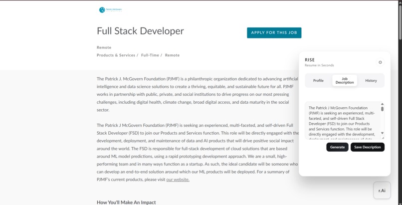 Resume in Seconds (RiseAi) – screenshot 1