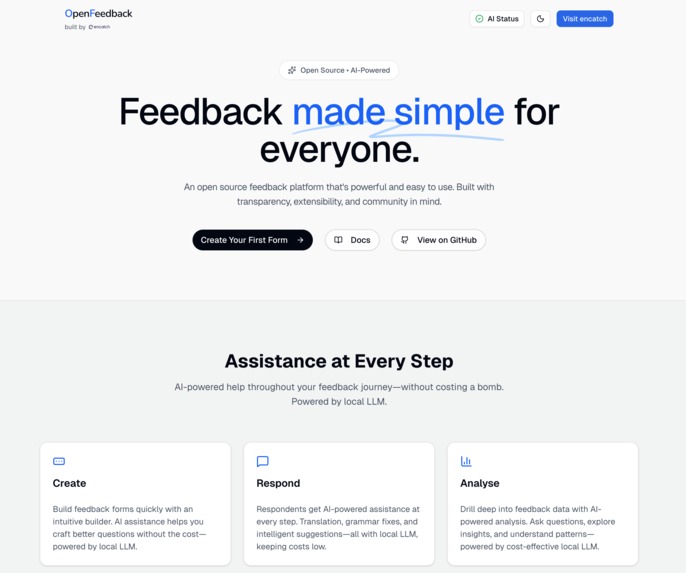 OpenFeedback-The Feedback tool as OSS powered by GenCN-UI – screenshot 1