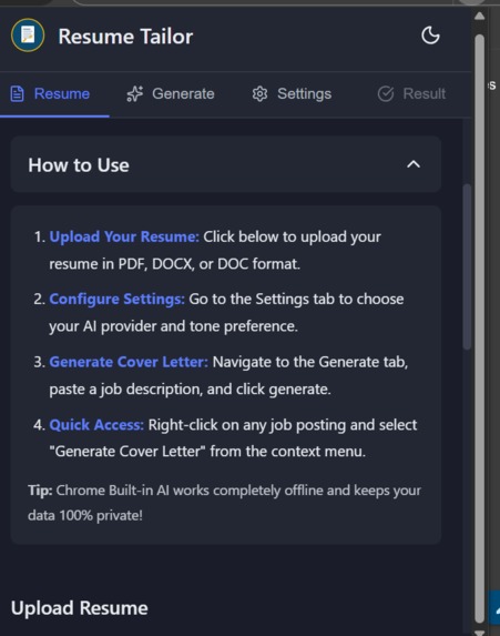 Resume Tailor Extension – screenshot 5