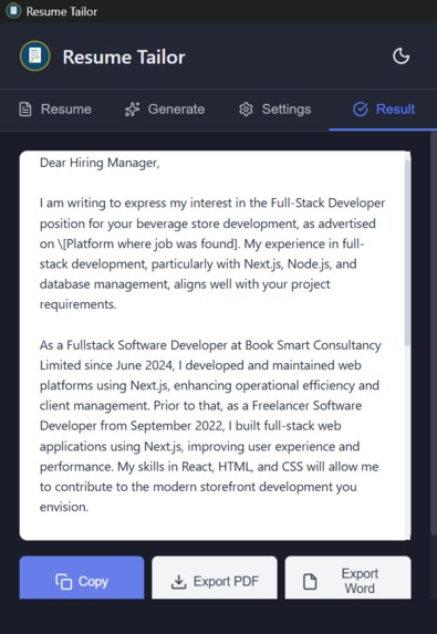Resume Tailor Extension – screenshot 6