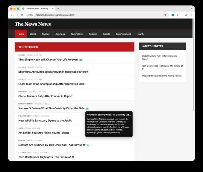 BaitBreaker - Fighting Clickbait with instant title answers – screenshot 2