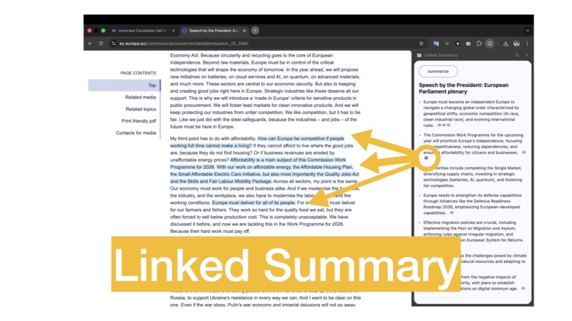Linked Summary — Summaries linked directly to their sources – screenshot 1