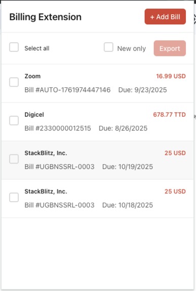 Billing.ext – screenshot 1