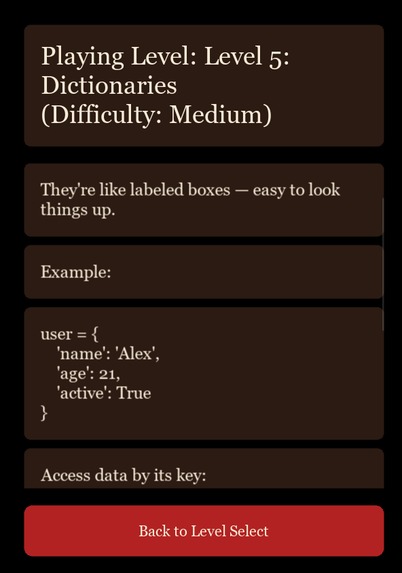 Educational app to teach programming – screenshot 1